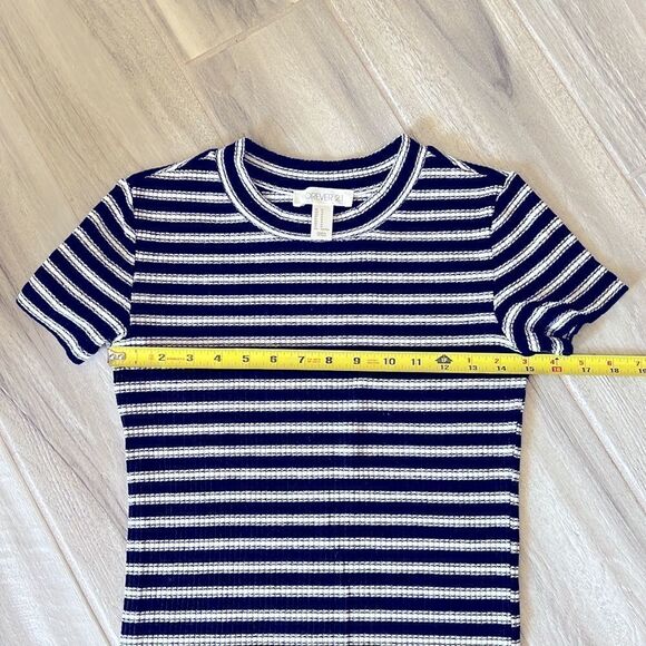 Forever 21 Rib Knit Nautical Short Sleeve Dress Long Medium - Picture 3 of 5
